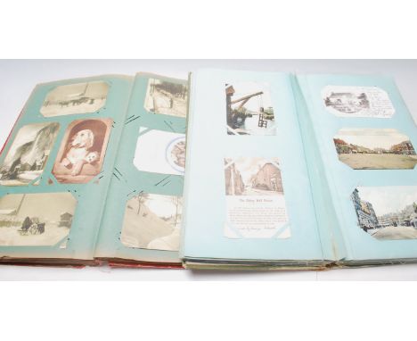 A good pair of antique 19th Century Victorian hardback photo / postcard / ephemera albums to include subjects of&nbsp; buildi