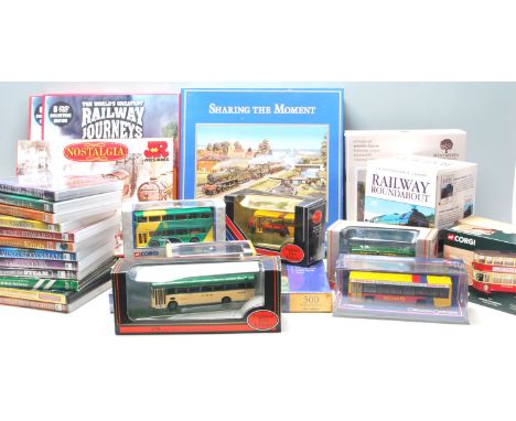 A good collection of steam and motoring related items to include a toy 1-76 scale diecast Bristol City Line Bus by Gilbow, a 