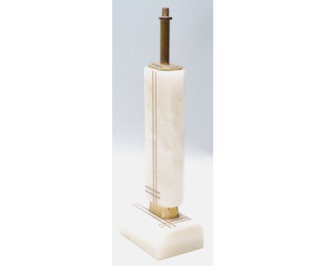 A 1930's&nbsp; Art Deco desk top / table lamp light of Empire style having an onyx marble and brass construction, gilt detail