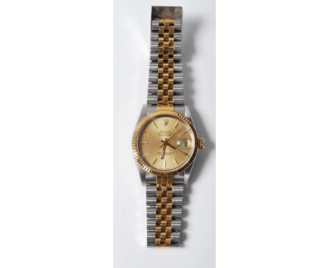 A gentleman's Rolex Oyster Perpetual Datejust superlative chronometer gold and stainless steel gentleman's bracelet watch hav