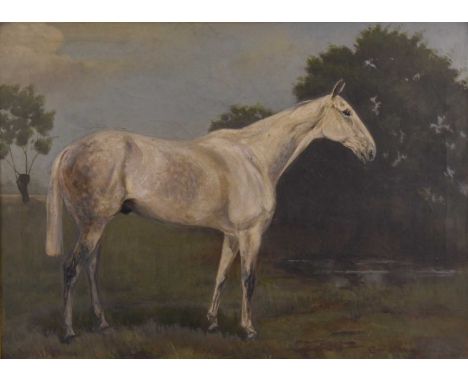 J.Crawford Wood (British, 19th/20th century), Grey Bird, Equestrian portrait of a Grey in a landscape, signed and dated 1910 