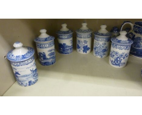 Copeland Spode domestic china: to include a set of six Blue Room Collection spice jars  4.5''h         OS3