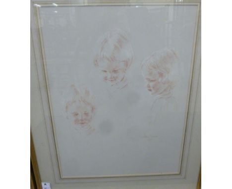 Kathleen Tweed - two similar portrait studies, each featuring three little children  pastels  bearing signatures & dated 1972