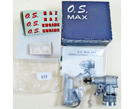 A DS Max 20 R/C model aero engine with glow plug and silencer - boxed and unused