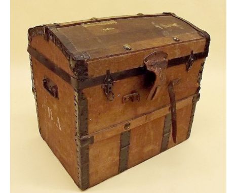 A small late 19th century dome top trunk by George Perry Trunkmaker, Dublin