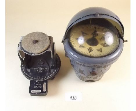 A Henry Brown Sestiel compass and an Air Ministry Astral Compass MKII