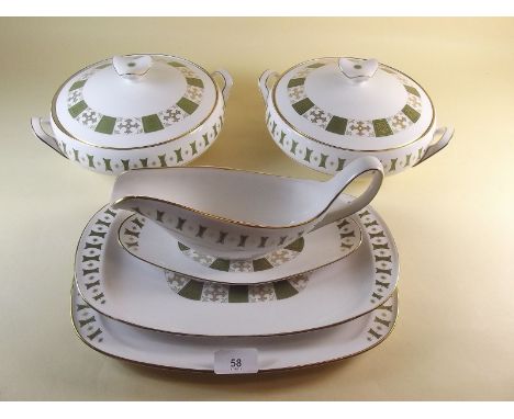 A Spode 'Persia' six setting dinner, coffee and tea service , comprising - two lidded tureens, gravy boat and saucer, two obl