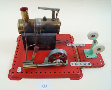 A Mamod Horizontal stationary steam engine with boiler and polishing wheel
