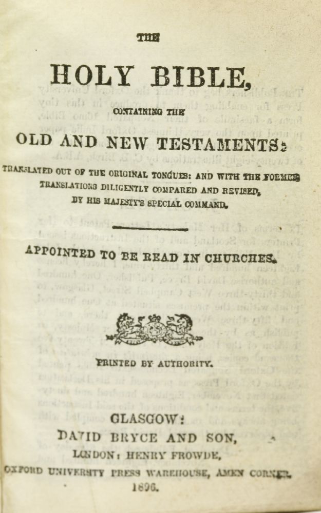 Miniature Bible: Glasgow, David Bryce and son, 1896, 1st edn ...