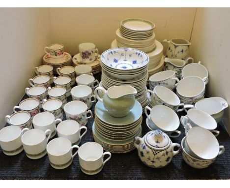 Ten Royal Worcester coffee cans and saucers, in the Royal Garden pattern, an extensive Royal Doulton part dinner service, in 