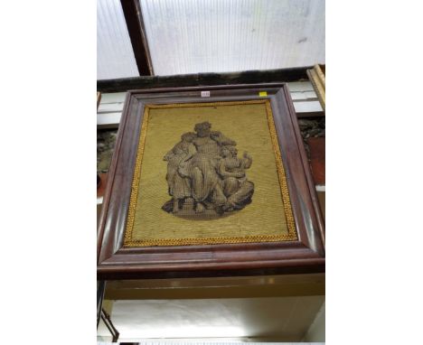A Victorian bead work embroidery of classical figures, 52 x 42cm, in a rosewood frame.&nbsp; 