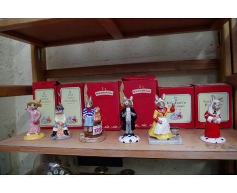 Six Royal Doulton 'Bunnykins' figures, each boxed.&nbsp; 