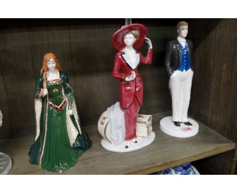 Two Coalport figures,&nbsp;comprising 'Prince William'; and 'Atlantic Crossing'; together with a Royal Worcester figure of 'T