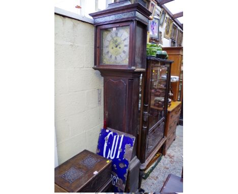 A George III oak and mahogany crossbanded eight day longcase clock,&nbsp;with 13in square brass dial, inscribed 'Birchall, Na