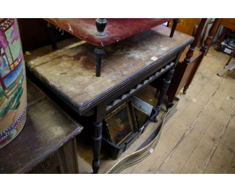 A circa 1900 mahogany and ebonized rectangular card table, 90cm wide. 