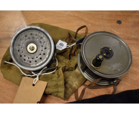 Two vintage youngs Fly reels one marked the 'THISTLE' 3.5 inch Alex Martinin and a pridex 4 inch fly reel both are in good wo