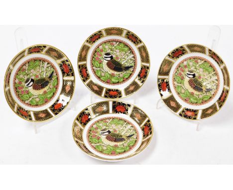 Four Royal Crown Derby pin dishes, the 1998 year tray blue tick first edition, four, boxed. 