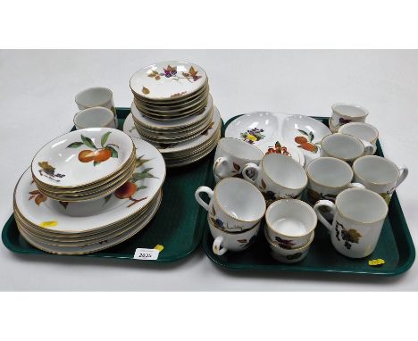 A Royal Worcester part dinner service, comprising dinner plates, soup bowls, side plates, bread plates, cups and saucers, cof
