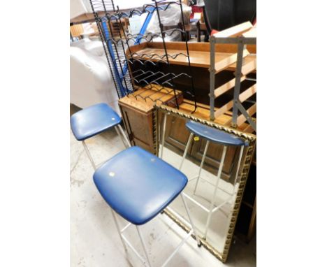 A group of furnishings, to include an oak bookcase, two wine racks, CD rack, gilt framed wall mirror, oak sectional bookcase,