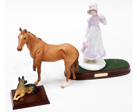 A group of ceramics, to include a Royal Worcester Regency 1818 figure, Walking-Out Dresses, printed marks beneath, 25cm high,