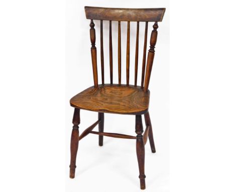 A 19thC Grantham ash and elm side chair, possibly Taylor, with shaped cresting rail, turned spindles, shaped seat and single 