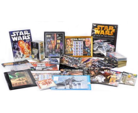 Various Star Wars collectables, Star Wars Trilogy unopened box set, The Official Star Wars Fact File, blister pack stationary