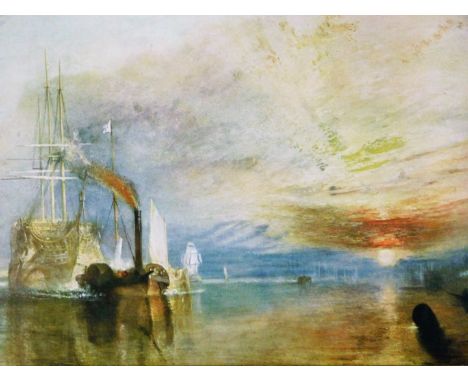 After JMW Turner. The Fighting Temeraire, coloured print, in ornate gilt frame, 21cm x 29cm.