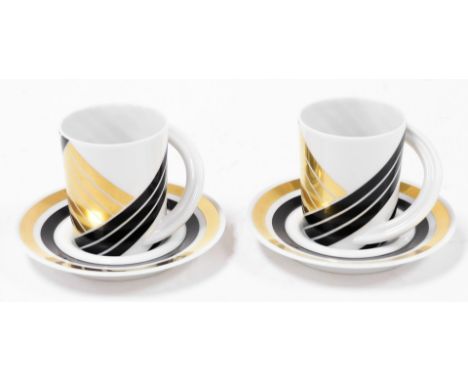 A pair of Rosenthal Studio linie espresso - sammeltasse no.5 cups and saucers, 19cm high.