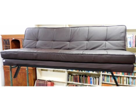 A brown leather sofa/sofa bed. (AF)