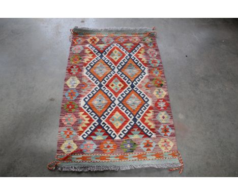 Approx. 4'1" x 2'6" vegetable dye Chobe Kilim runner 