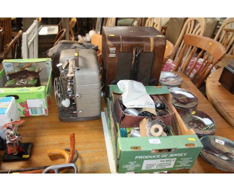 A 'G Marconi' radio sold as collectors item, together with a projector and a box containing various radio parts etc