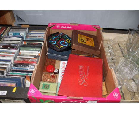 A collection of vintage games to include Solitaire; playing cards etc