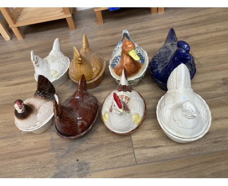 8 assorted ceramic chicken egg storers