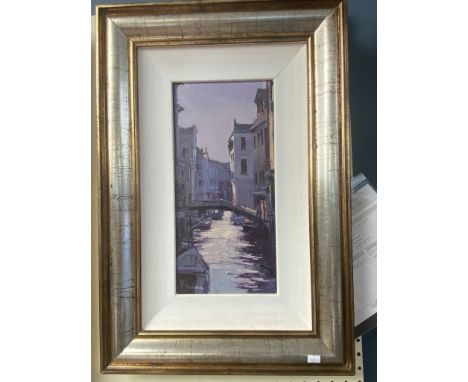 Peter Wileman original oil on canvas - Venetian Nights 8 x 16 inches and framed.&nbsp; Accompanied by origingal gallery recei