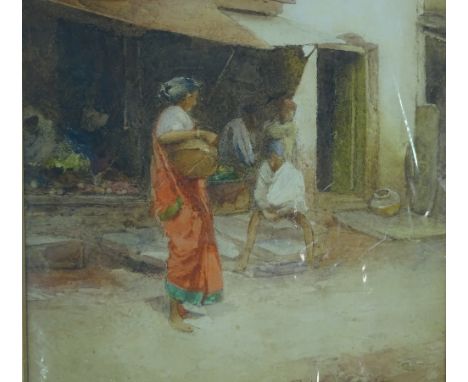 Carlton Alfred Smith (1853- 1946) watercolour, the fruit seller, signed, 38 x 28 cm mounted