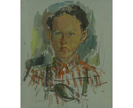 Emmanuel Levy (1900 - 1986) watercolour, portrait of Hans, itiled verso & dated 1935, signed 53 x 42 cm framed