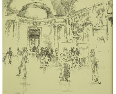 James McNeill Whistler, original lithograph Long Gallery, The Louvre, 1894, signed in the plate with the butterfly monogram, 