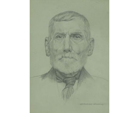 John Bernard Munns (1869 - 1942) graphite pencil drawing, portrait of a man, signed, 18 x 13 cm framed