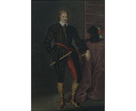 T Athow (exhibited 1806 - 1822) watercolour portrait of Henry, son of James I, signed, image 30 x 20 cm framed