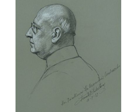 Frank Salisbury, RI, ROI, RPM(1874 - 1962) charcoal/ chalk portrait of His Excellency the Argentine ambassador, signed &amp; 