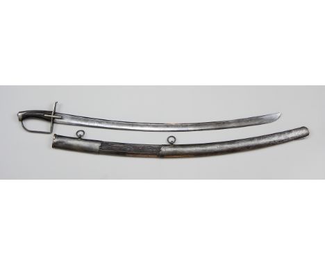 Englischer 1788 Light Cavalry SabreEisengefäß mit gerader Parierstange und schmalen Führungsstegen, einfache lederbezogene Hi