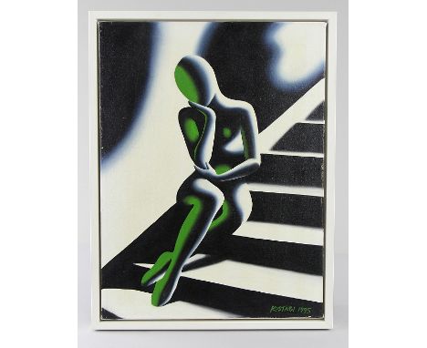 Kostabi, Marc Kalev (*1960 Los Angeles)Gemälde "UPWARDLY MOBILE (GREEN DAY)", Öl/Acryl auf Leinwand, unten rechts signiert un