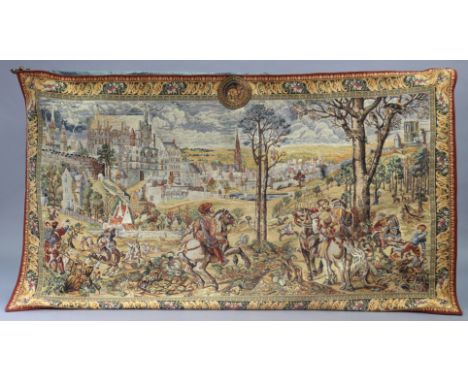 A Flanders Tapestries (Belgian) tapestry in the 17thC style depicting a hunting scene, 210cm x 120cm.