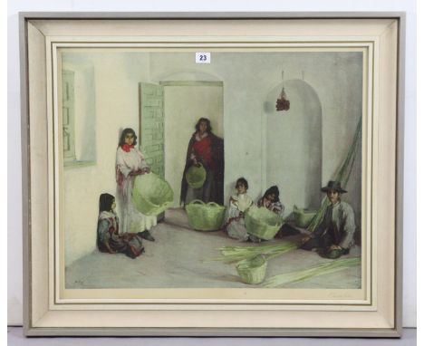A large coloured print after Gerald Kelly, signed, 21¼” x 25¾” (image), in a glazed frame.
