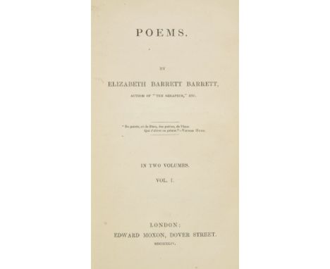 [Browning, Elizabeth Barrett]. Poems. By Elizabeth Barrett Barrett, 2 volumes, 1st edition, Edward Moxon, 1844,  single adver