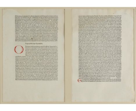 Lyra (Nicholas of ). Postilla super totam Bibliam, Rome, Conrad Sweynheym and Arnold Pannartz, 1471-72,  2 folio leaves from 