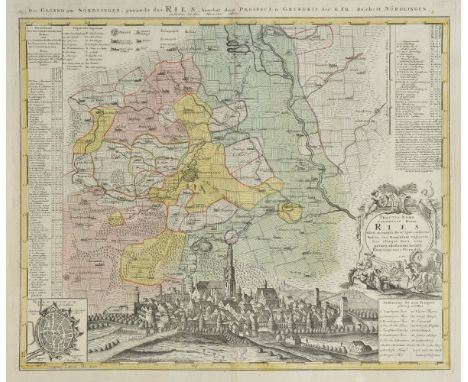 Germany. Homann (Johann Baptist, heirs of), Tractus Nordlingensis Germ. Ries dicti accurata descriptio..., 1738, engraved map