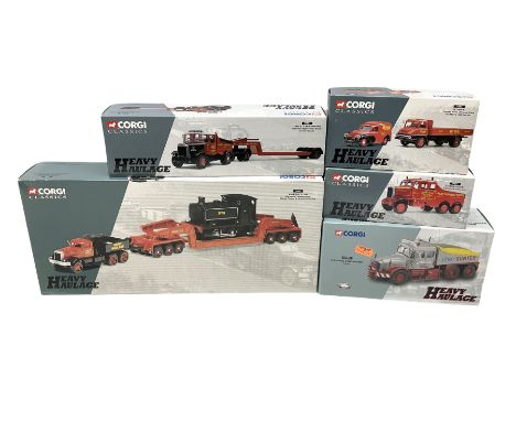 Corgi Heavy Haulage - five die-cast models comprising 31007 Annis &amp; Co Diamond T Ballast with Girder Trailer and Locomoti