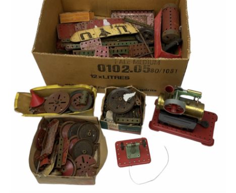 Mamod Steam Engine Minor No.2 L18cm with double headed grinding machine and box of fuel tablets; unboxed; together with quant