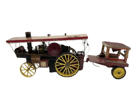 Scratch-built red and yellow painted live-steam scale model of a Showman's Traction Engine, 'Supreme' S.A. Oates & Sons, the 